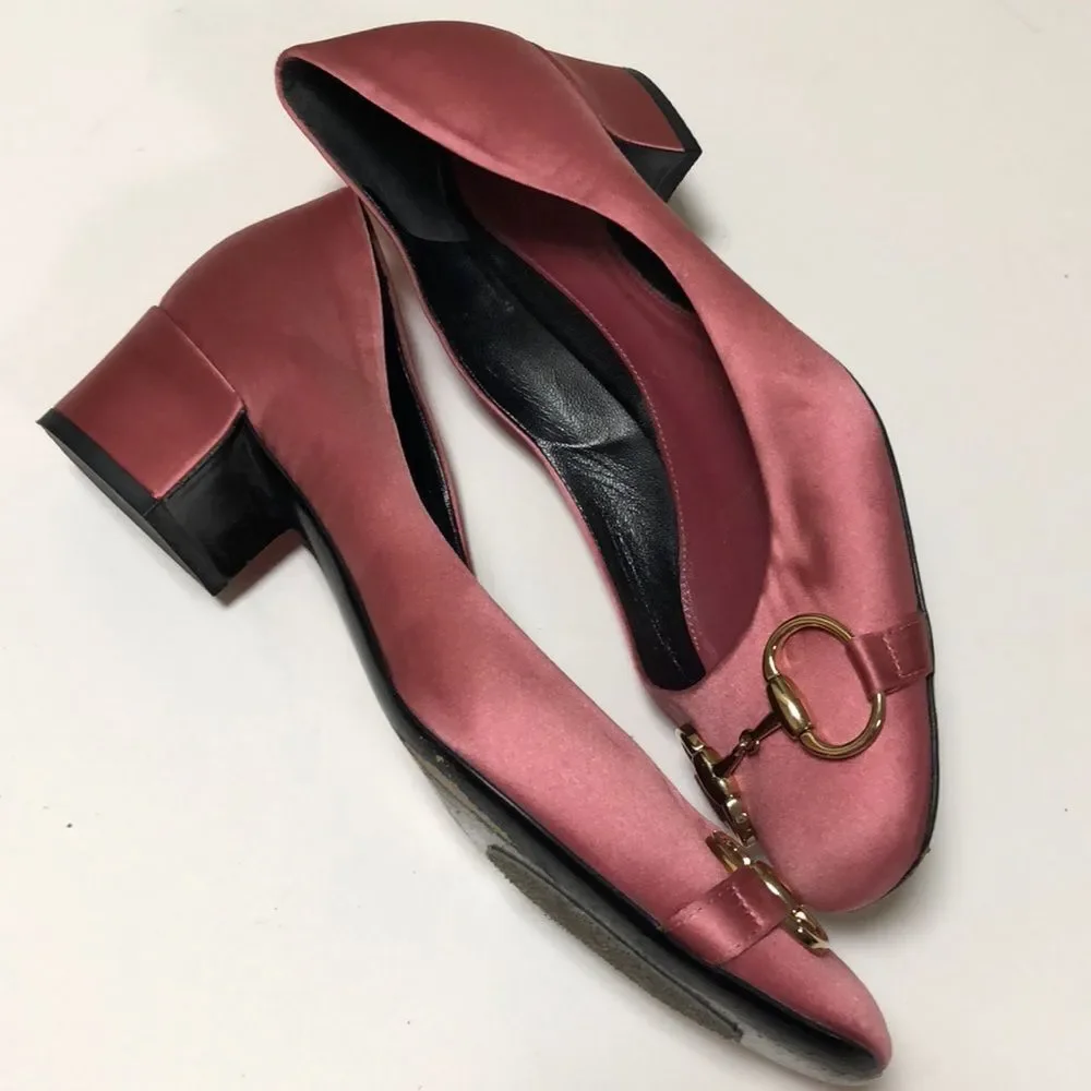 Vintage Gucci Pink Rose Satin Ballerina size 7B - Picture 2 of 8